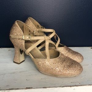 LaDuca 3” Elizabeth strass stoned character heels